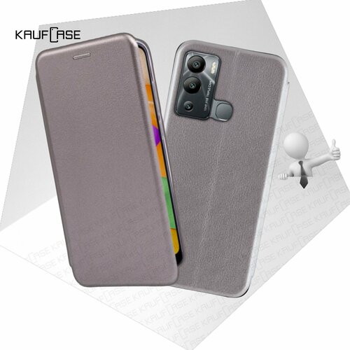 Чехол книжка KaufCase для телефона Infinix Hot 12i (X665B) (6.6), серебро. Трансфомер чехол книжка kaufcase для телефона infinix hot 20 x6826b 6 82 сиреневый трансфомер