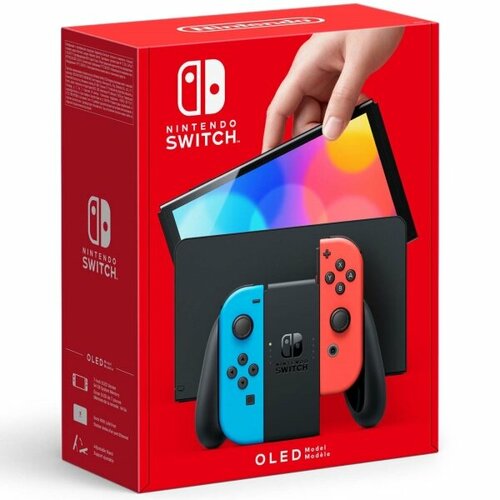 Игровая приставка Nintendo Switch OLED 64 ГБ, черная/сине-красная for switch oled 2pcs left