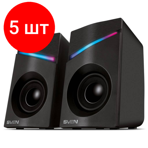 Комплект 5 штук, Колонки 2.0 Sven АС SVEN 305, черный, 6Вт, питание USB (SV-021665) вебкамера sven ic 525 sv 0602ic525