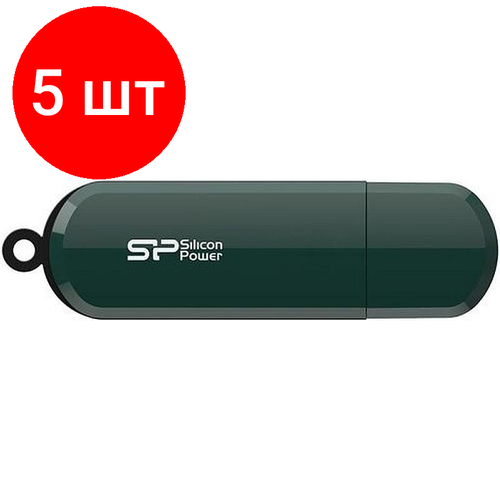 Комплект 5 штук, Флеш-память Silicon Power LuxMini 320 16Gb/USB 2.0/Зелен (SP016GbUF2320V1N) флэш память silicon power luxmini 320 white