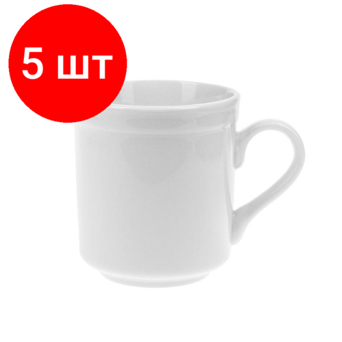 Комплект 5 штук, Кружка Collage фарфоровая, белая, 250мл, (фк862)
