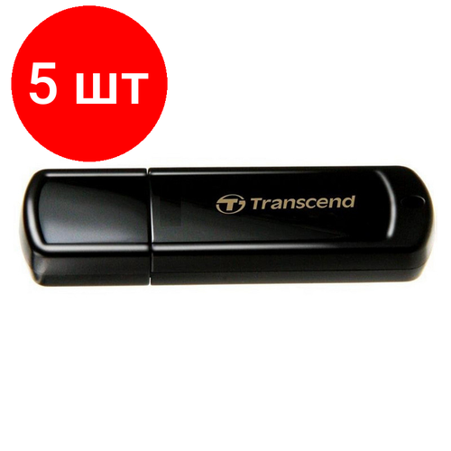 Комплект 5 штук, Флеш-память Transcend JetFlash 350, 8Gb, USB 2.0, чер, TS8GJF350 флешка transcend jetflash 930c 256 гб 1 шт золотистый