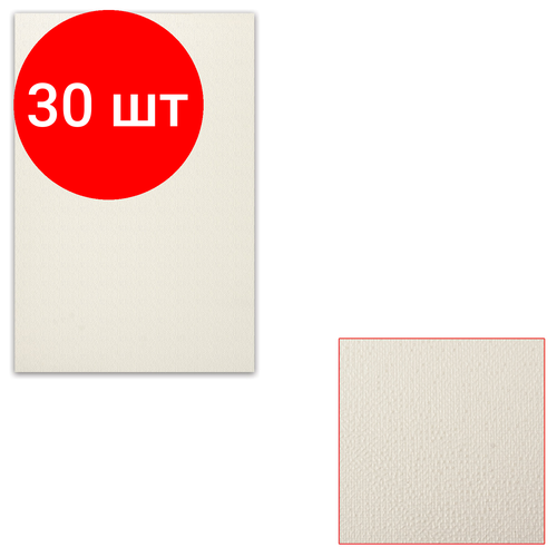 Комплект 30 шт, Картон белый грунтованный для масляной живописи, 20х30 см, односторонний, толщина 1.25 мм, масляный грунт