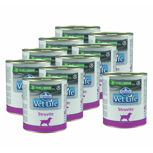 VET LIFE влажный корм для взрослых собак при МКБ струвитного типа с курицей 0,3 кг x 10 шт.