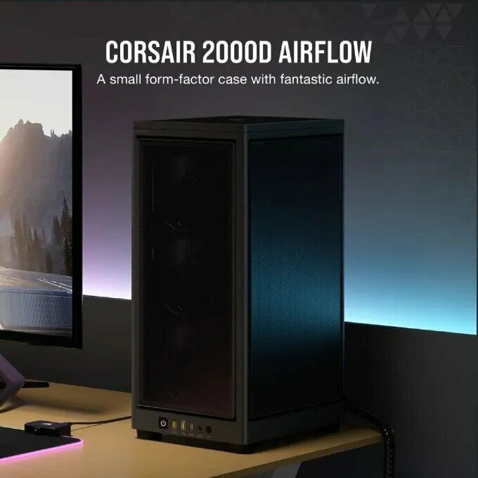 Компьютерный корпус Corsair iCUE 2000D RGB AIRFLOW Mini-ITX, черный цвет