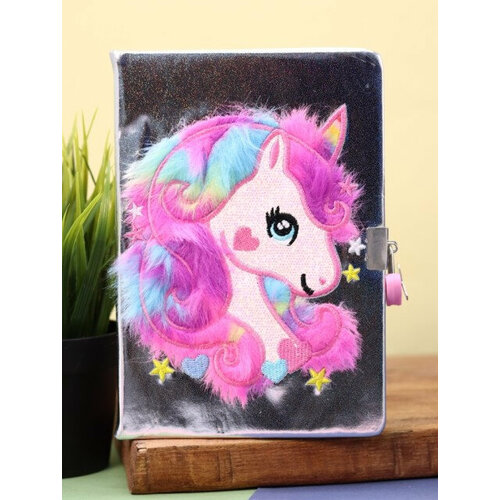 Блокнот плюшевый ILIKEGIFT "Beautiful unicorn", silver