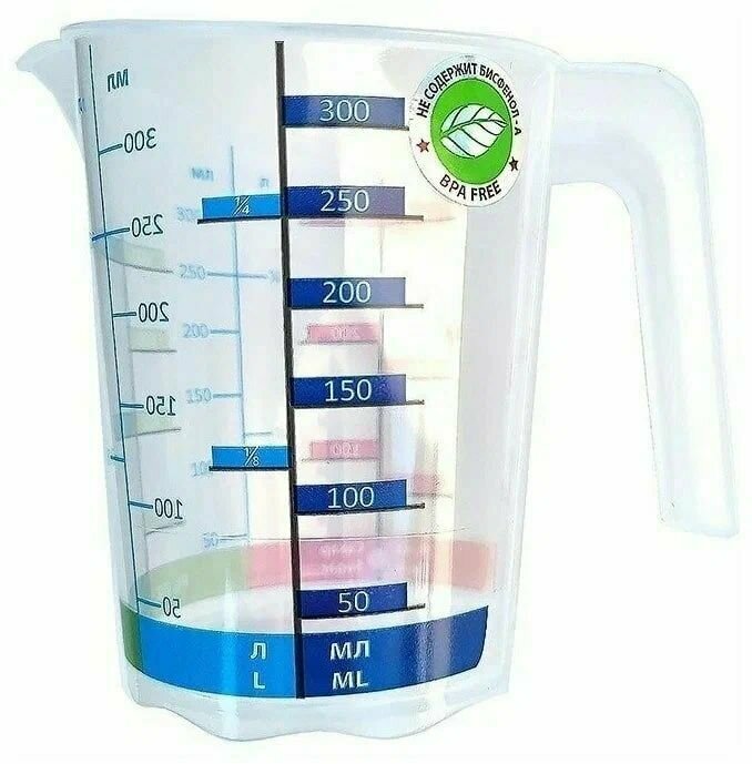 фото Мерный стакан пластиковый ELFPLAST 0,3 л, кружка для кухни, для сахара