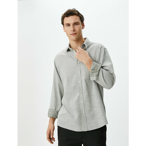 фото Рубашка koton, размер 46, коричневый