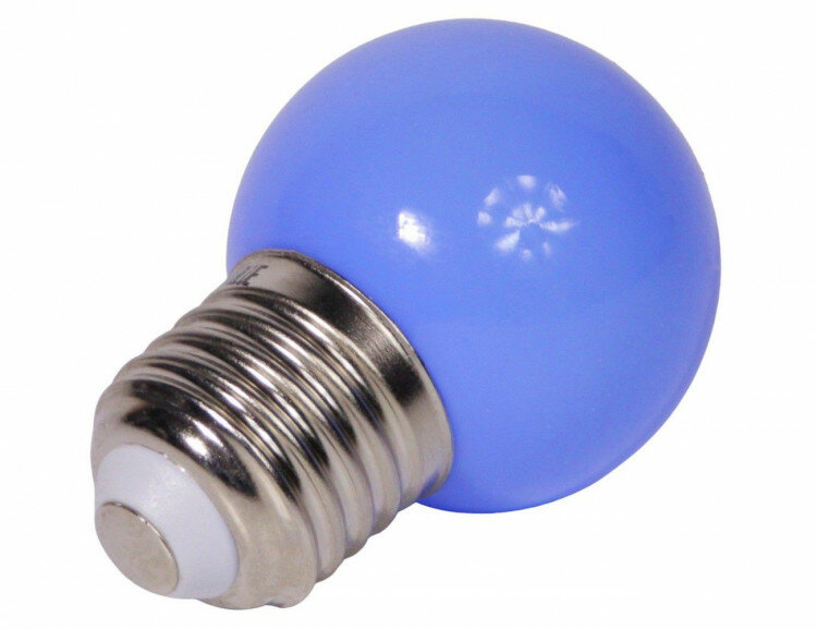 Светодиодная LED лампа шар Feron G45 E27 (е27) 1W(Вт) фиолетовый 70x45 для гирлянды Белт Лайт LB-37 38125