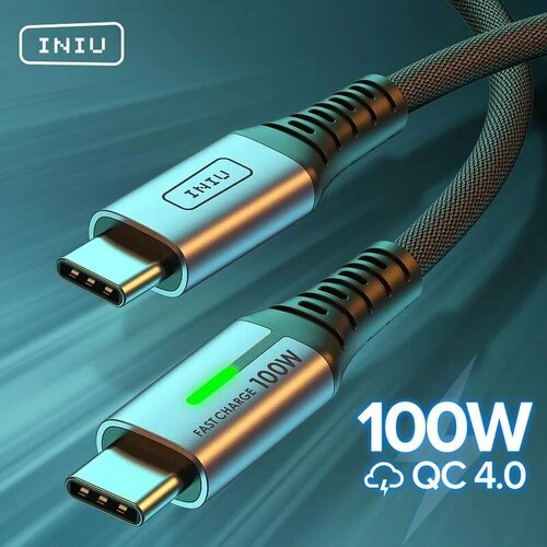 Кабель INIU Type C — Type C 100W 1 метр черный