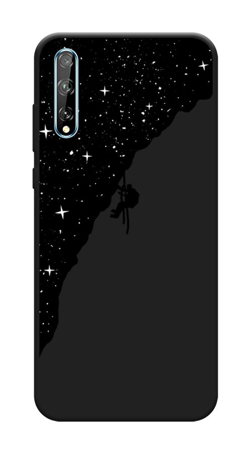 Матовый силиконовый чехол на Huawei Y8p / Хуавей Y8p Скалолаз в космосе, черный