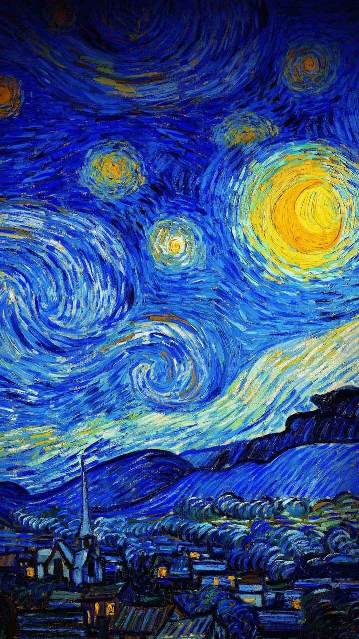 Картина на холсте 60x110 LinxOne "Ван Гог, звёздная ночь, ночь, вертикальный" интерьерная для дома / на стену / на кухню / с подрамником