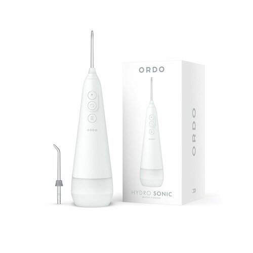 Ирригатор для полости рта ORDO Hydro Sonic Flosser White портативный с двумя насадками, 3 режима работы, резервуар на 260 мл, белый насадки waterdent smart flosser v300 2шт 4605370025729