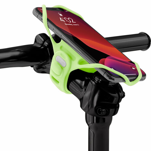 Держатель для смартфона 07-200514 силиконовый на вынос универсальн. 4.7'-7.2' BIKE TIE PRO 4 люминисцент. зеленый BONE