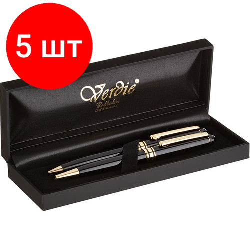 Комплект 5 штук, Подарочный набор ручка + карандаш в футляре Verdie, VE-101