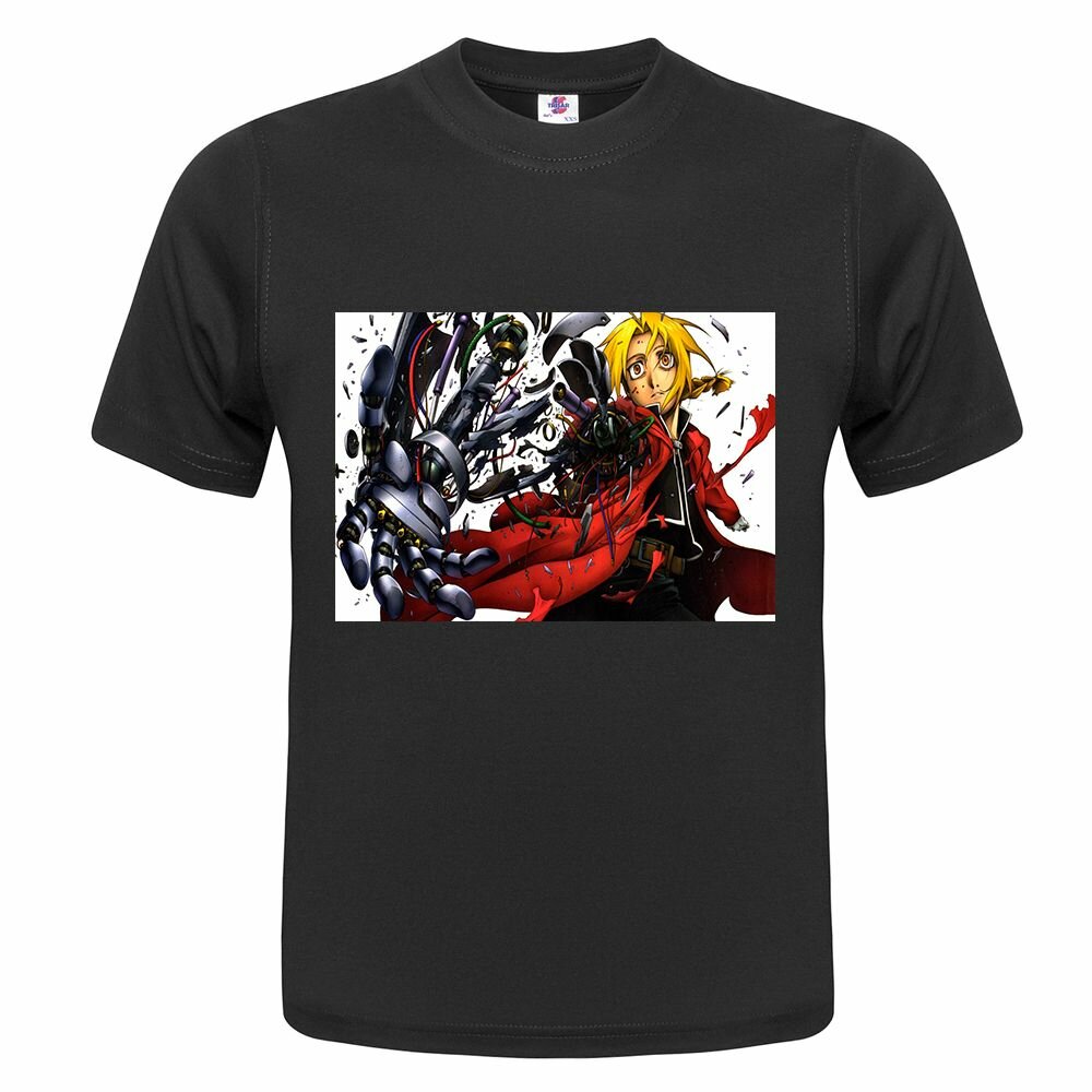 Футболка Футболка ONEQ унисекс 60-62 (4XL) размер с принтом Fullmetal Alchemist, черная