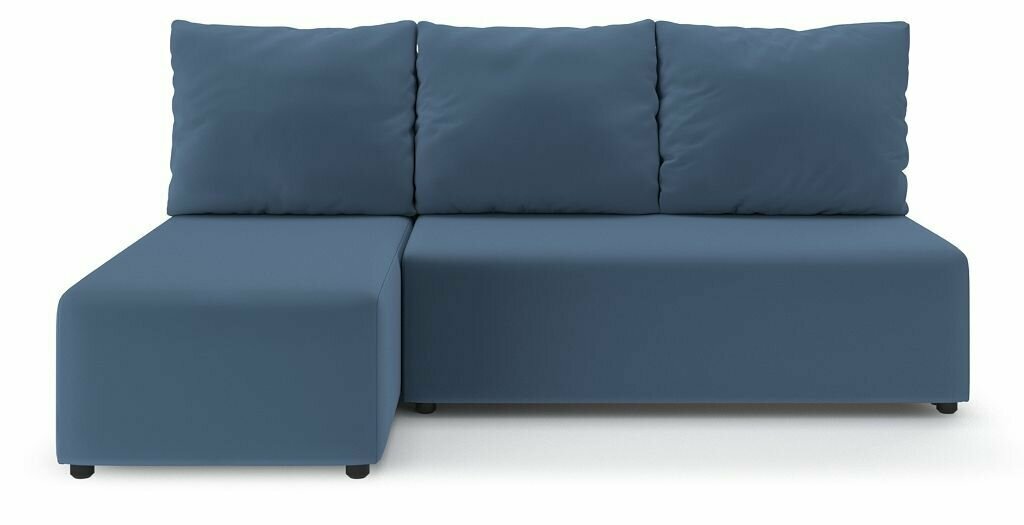Угловой диван-кровать PUSHE раскладной Каир Lux, левый угол, велюр, синий Balance 784