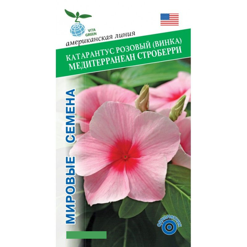 Катарантус розовый Медитерранеан Строберри, 5 семян, VITA GREEN