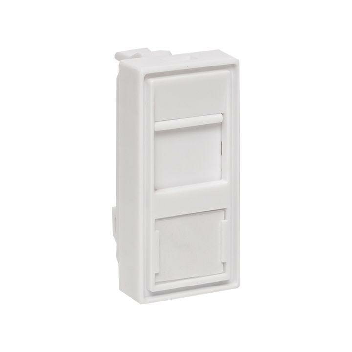 фото Вставка розеточная 45х22.5мм формат Mosaic на 1 модуль Keystone защ. шторки с маркером бел. TERACOM PRO EKF TRP-INS-MOS-1M1P-WH