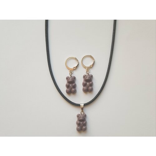 фото Комплект бижутерии: серьги, подвеска, шнур, эпоксидная смола, размер колье/цепочки 45 см, лиловый epoxyartmagic