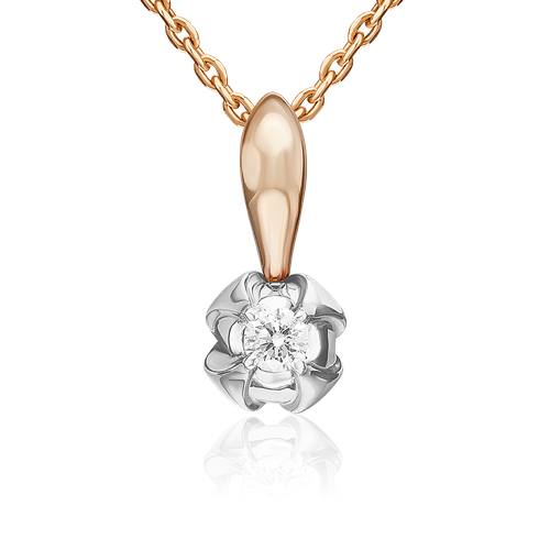 фото Подвеска platina, комбинированное золото, 585 проба, бриллиант