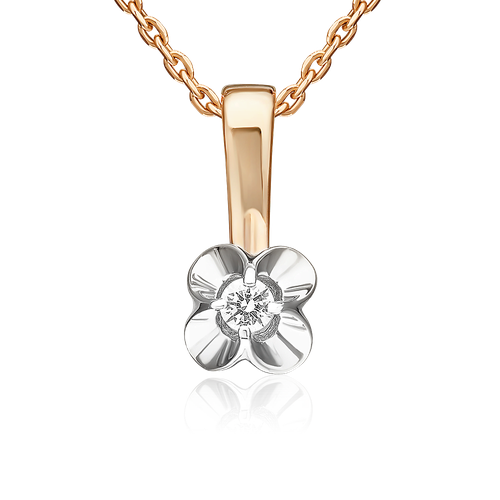 фото Подвеска platina, комбинированное золото, 585 проба, бриллиант