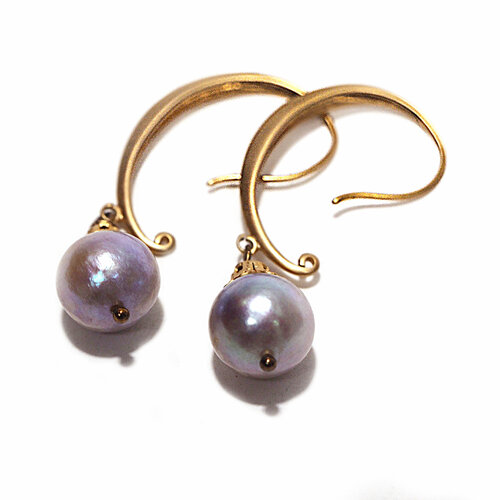 Серьги с подвесками Милор Светлячок, жемчуг пресноводный культивированный, жемчуг пресноводный, жемчуг культивированный, размер 45 мм, фиолетовый, розовый