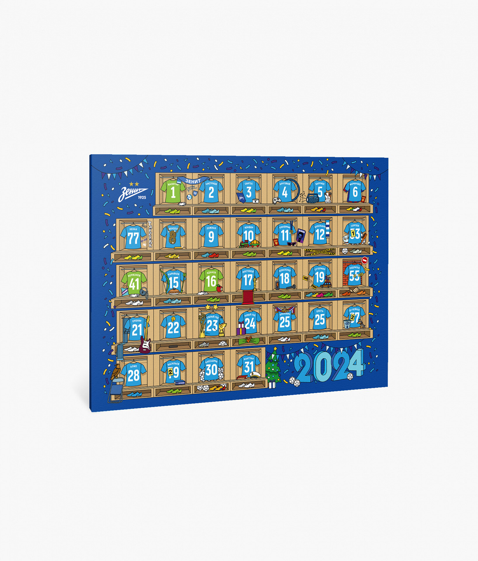 Шоколадный календарь с окошками-пожеланиями р-р MISC Синий
