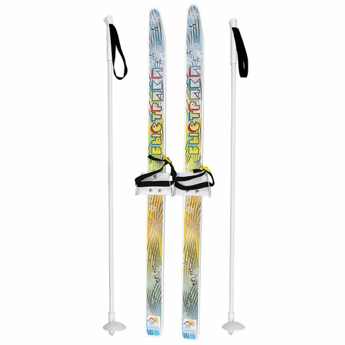 Лыжи детские Быстрики с палками, 6385-00, 150 см лыжи детские олимпик быстрики коты 90 90 см с палками