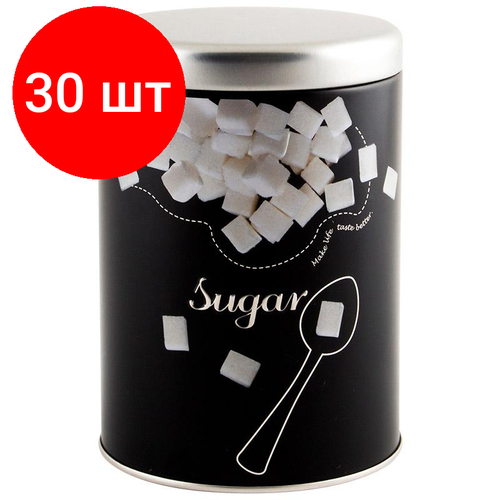 Комплект 30 штук, Банка с крышкой металлическая, круглая, объем 900 мл, дизайн Сахар,008617