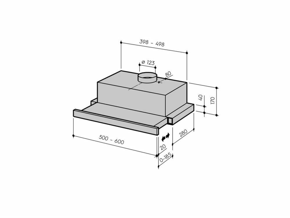 Кухонная вытяжка SAVO PH-26 inox встраиваемая 60 см — фото 1