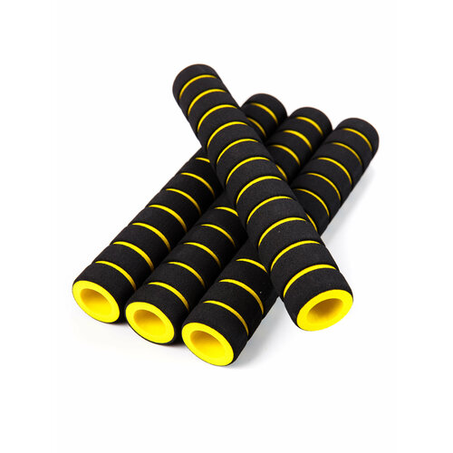 фото Ручки грипсы для турника 4 шт mr. fox неопреновые, черный/желтый mr.fox