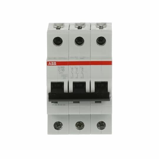 Автоматический выключатель ABB S203 10A 6kA 3P тип С 2CDS253001R0104