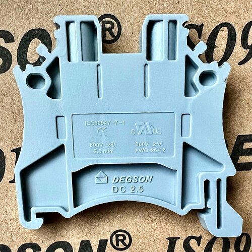 Клемма винтовая проходная серая DEGSON DC2.5-01P-11-00AH (24А, 800В, 2.5мм2) в количестве 15 шт