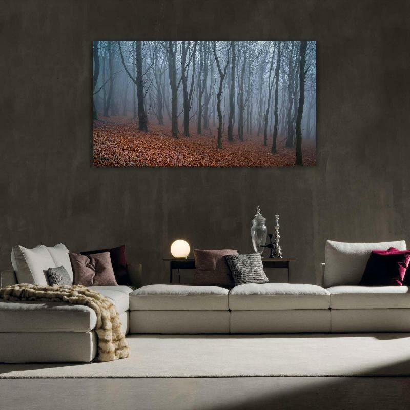 Картина на холсте 60x110 LinxOne "Лес туман деревья" интерьерная для дома / на стену / на кухню / с подрамником