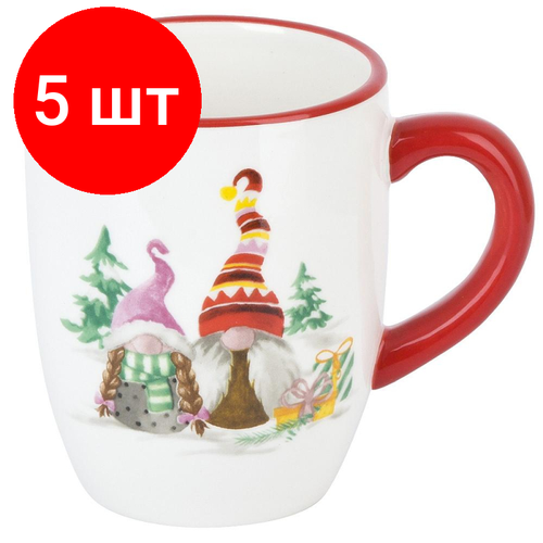Комплект 5 штук, Кружка Рождественские гномы v=350мл НГ (керамика) (подар кор), N2521173