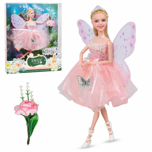 Кукла бабочка с аксессуарами для девочки 29 см с крыльями розовая