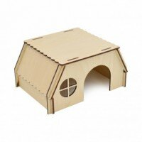 ЗООэкспресс Домик для грызунов Плоская резная крыша окошко фанера 20*15*10 см 14203