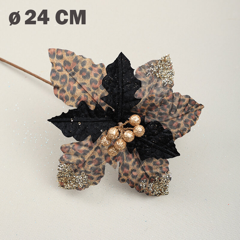Цветок искусственный декоративный новогодний, d 24 см, цвет леопард