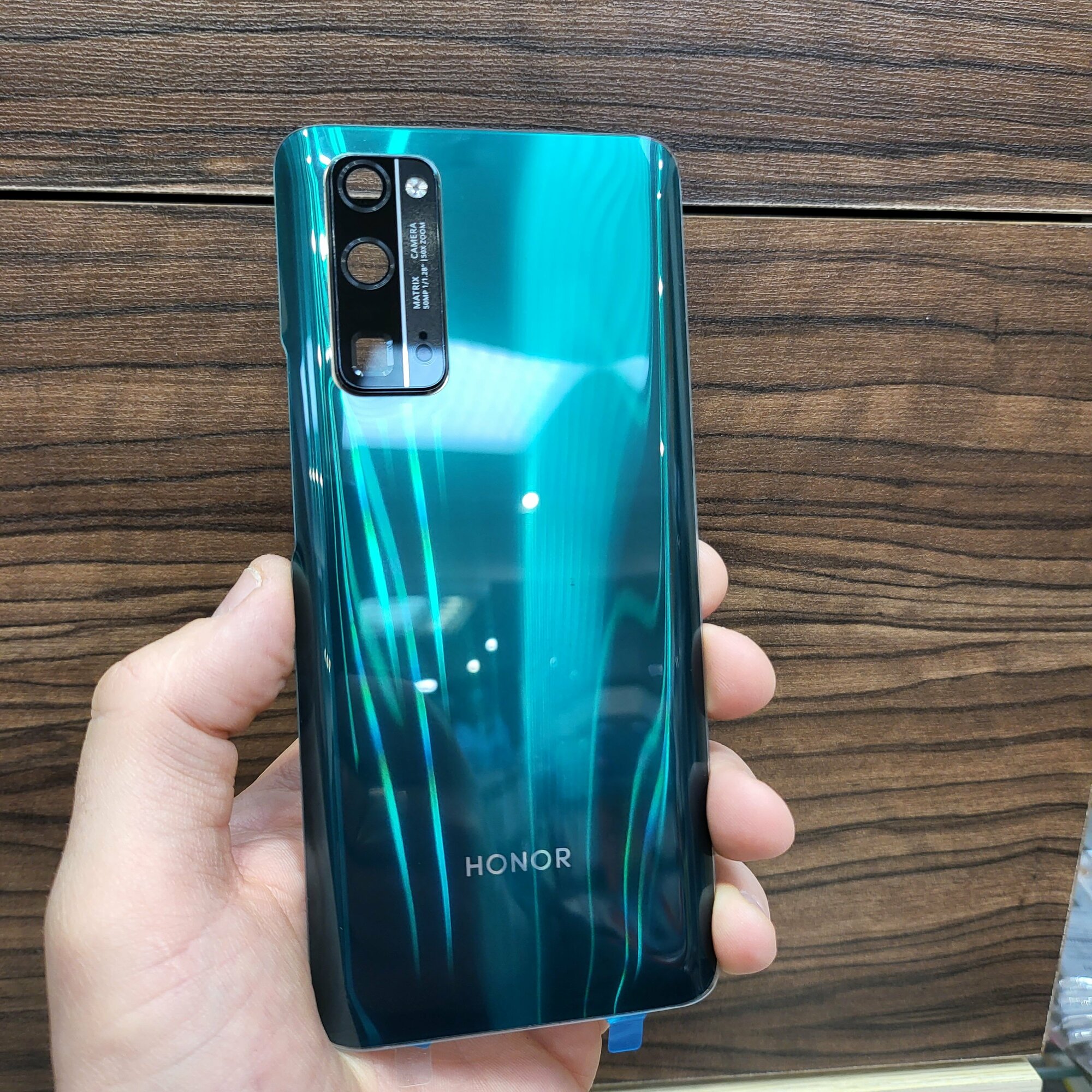 Крышка для Honor 30 Pro Plus - задняя стеклянная панель премиум качество (зелёного цвета)