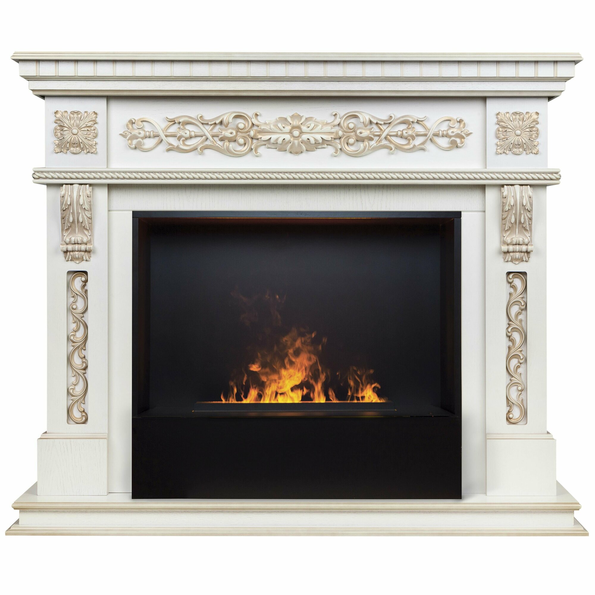 Электрокамин RealFlame ESTELLA 26/25'5 WT-519G с очагом 3D Cassette 630 панель + Black вставка