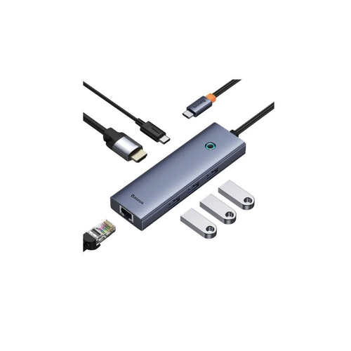 Хаб OS-Baseus Flite Series 6-Port HUB Docking Station Type-C - HDMI4K30Hz1USB 303PD1RJ451 Серый B00052802811-00 409400₽