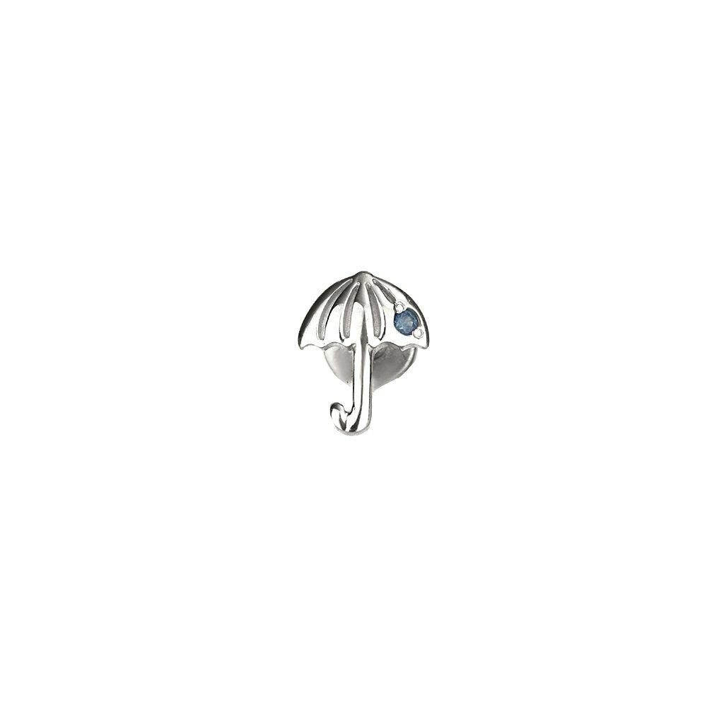 Серьги пусеты CORDE Серебряная серьга-пусета оригами зонтик с натуральным сапфиром, серебро, 925 проба, родирование, сапфир