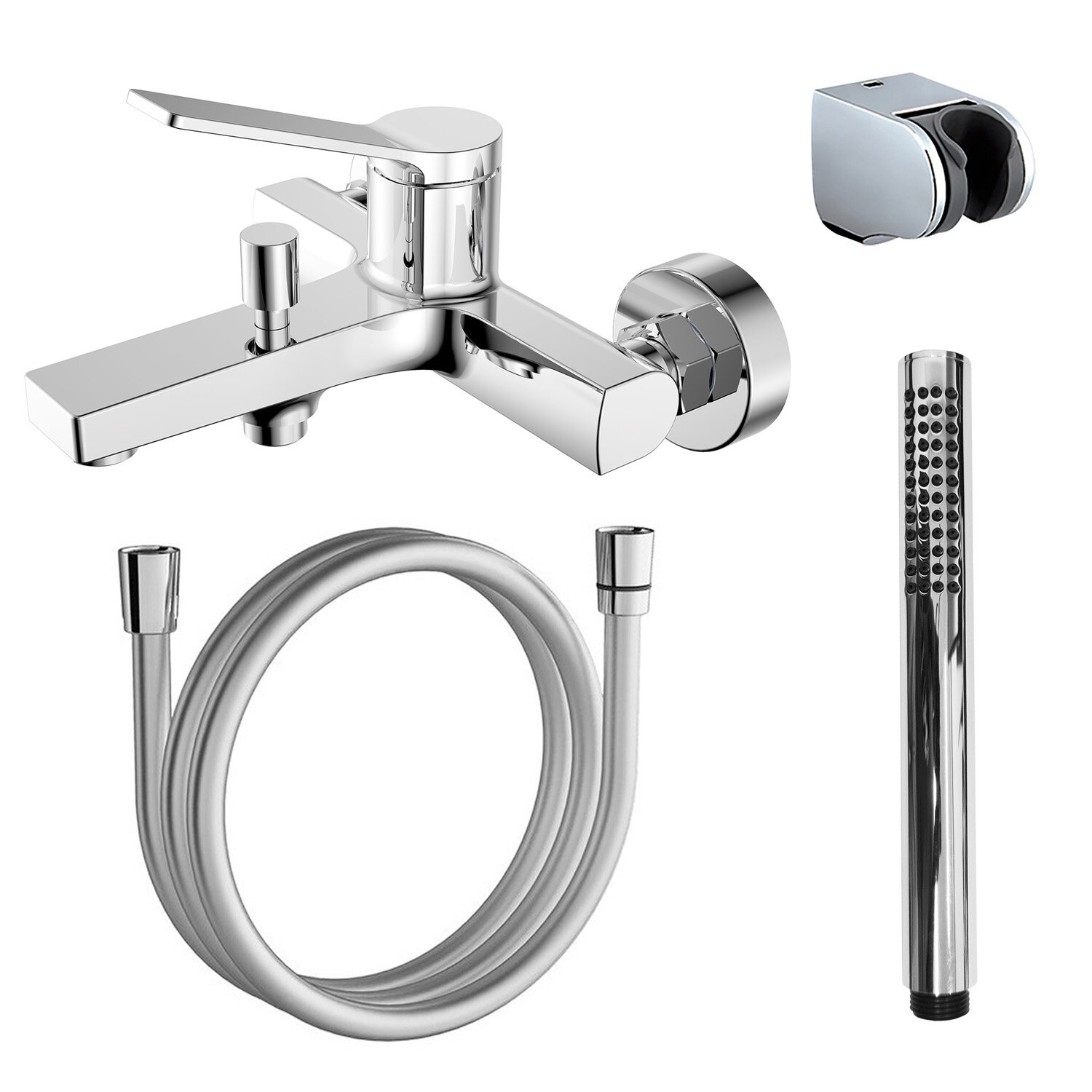 Смеситель для ванны и душа Azario VISE с ручным душем керамический картридж хром AZ-VSA238330C