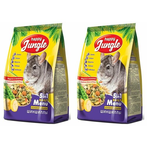 Happy Jungle Корм сухой для шиншилл, основной рацион, 400 г, 2 уп