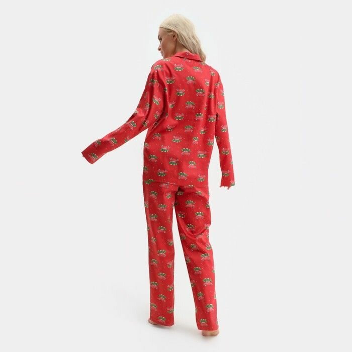 Пижама новогодняя женская KAFTAN Машинки, цвет красный, размер 44-46 - фотография № 2