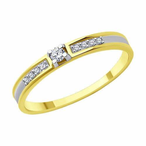 фото Кольцо diamant, желтое золото, 585 проба, фианит, размер 18