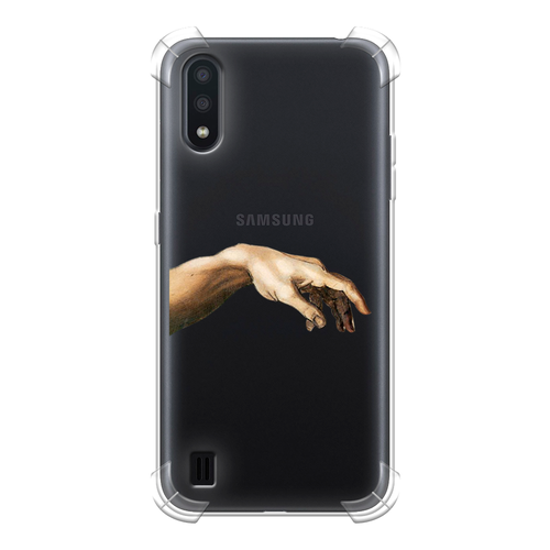 Противоударный силиконовый чехол на Samsung Galaxy A01 / Самсунг Гэлакси А01 с рисунком Creazione di Adamo 1 жидкий чехол с блестками creazione di adamo 1 на samsung galaxy a51 самсунг гэлакси а51