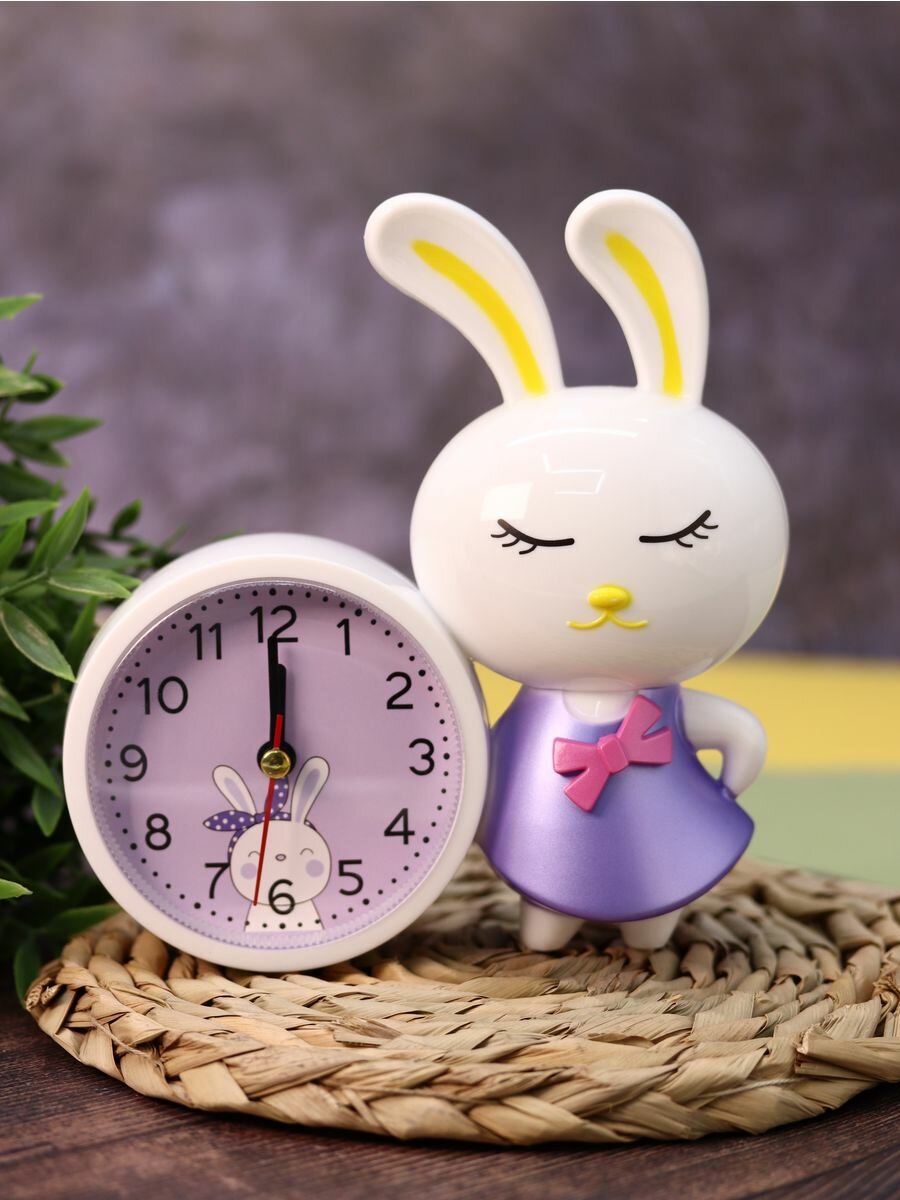 Часы настольные с будильником Bunny Buzz purple