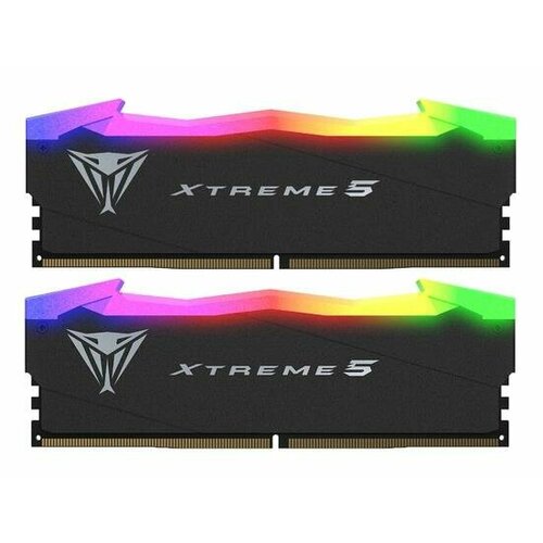 PATRIOT Memory Module PATRIOT Viper Xtreme 5 Gaming DDR5 Общий объём памяти 32Гб Module capacity 16Гб Количество 2 8200 МГц Множитель частоты шины 38 145 В RGB черный PVX548G76C36K 3535000₽